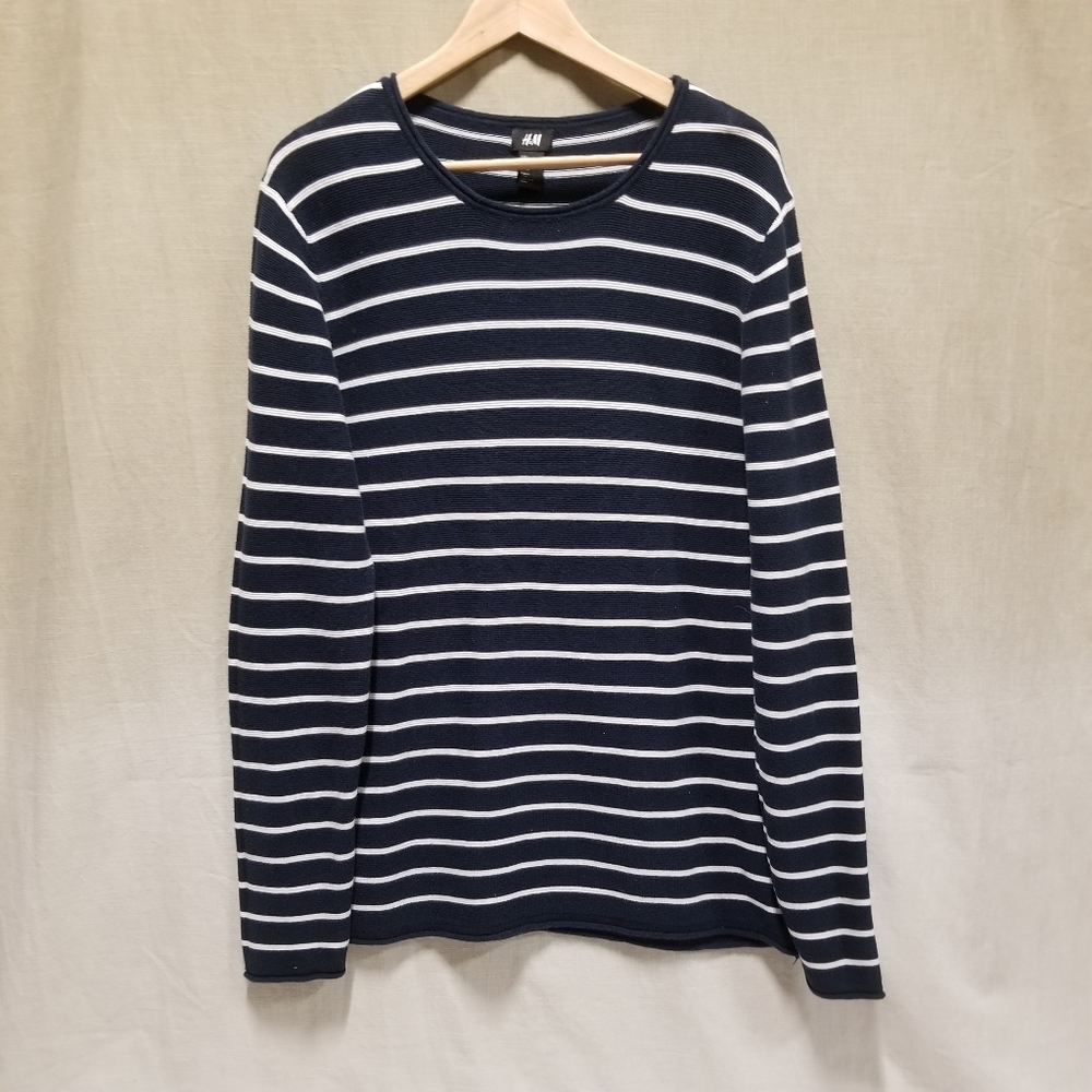 H&M Navy Color with Stripes Long Sleeve Sweater